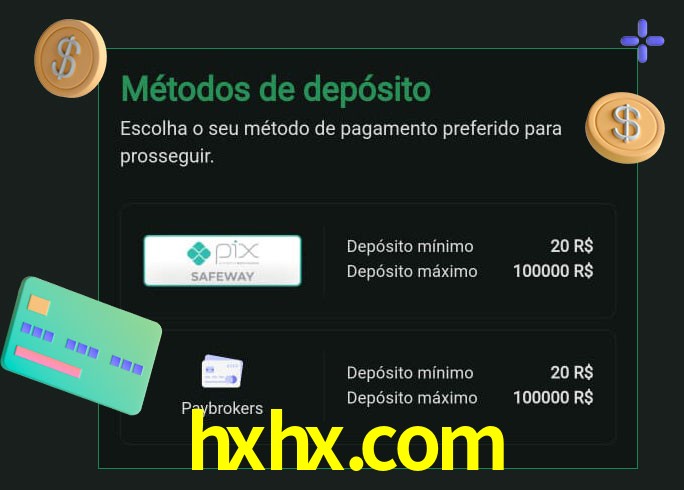 O cassino hxhx.com oferece uma grande variedade de métodos de pagamento